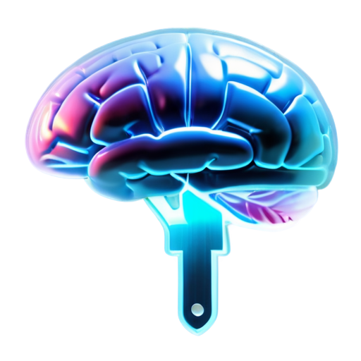 A brain with a knife stuck in it. X-ray style - icon | sticker