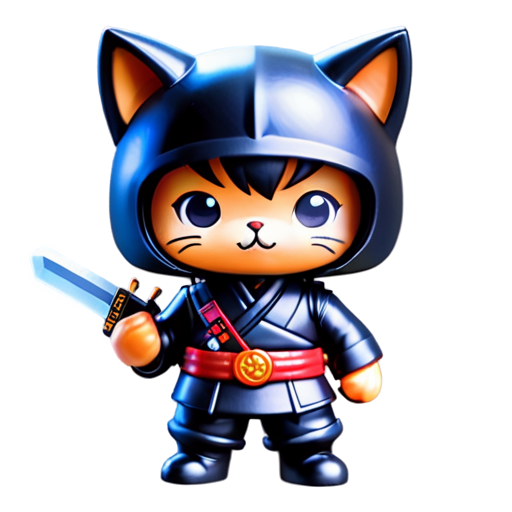 Create a video where a cat in a ninja uniform with a saber in his paw fights a bear with a German kasa on his head and a machine gun hanging on his back, with many people standing around and applauding. - icon | sticker