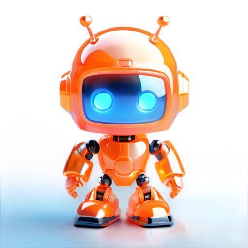 Detail Show of icon: cyber guru minimalistic orange robot with big head ...