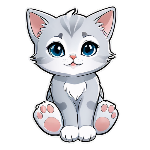 cute gray cat paw - icon | sticker