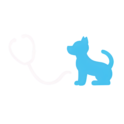 line logo, cat and dog shadow, stethoscope around them - icon | sticker