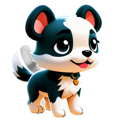 A white background picture featuring a cute cartoon-style dog with a breezy expression, reminiscent of the art style in Animal Crossing. - icon | sticker