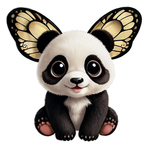 panda bee, hyperrealism, realistic, insect wings, facette eyes, chibi - icon | sticker