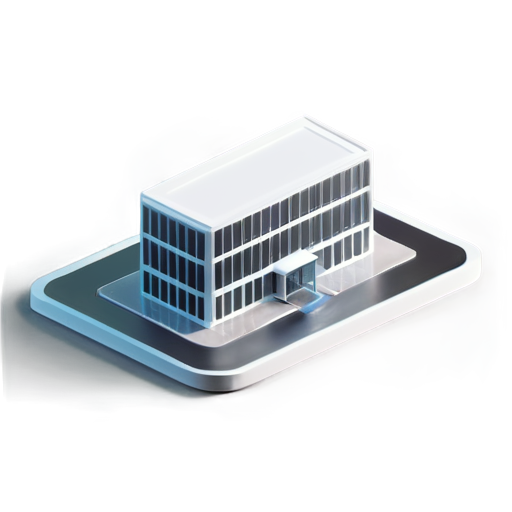 minimalistic isometric clay 3d model of the business center, angle 45 degrees, it has windows and also it has only white and black colors - icon | sticker