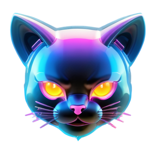 cyberpunk abstract cat head - icon | sticker