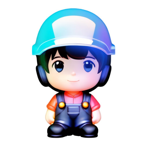 mechanic in helmet, color, flat - icon | sticker