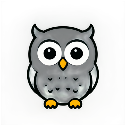 owls head, simple, smiling, child, cute, one-line, 5 colors - icon | sticker