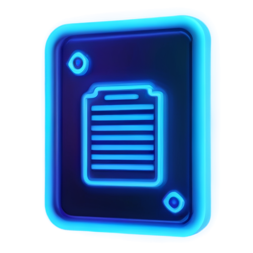 blue neon 3d document icon - icon | sticker