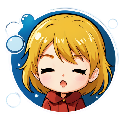 sleeping anime face that blows a bubble from its nose - icon | sticker