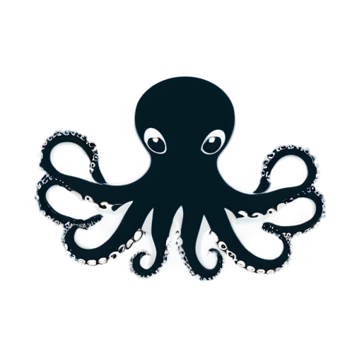 Generate a 512x512 pixel image of a minimalist octopus in a dark theme. The design should be simple and clean, with the octopus depicted in a stylized, modern way. Use dark and muted colors to create a moody and atmospheric effect, with the octopus as the central focus. Avoid too many details and keep the background plain and dark. - icon | sticker