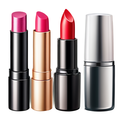 icons for cosmetic products in the same style and color: lipstick, perfume, mascara, powder - icon | sticker