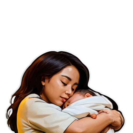 parent with baby hug icon light beige no background - icon | sticker