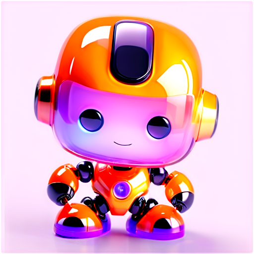 robot with phone near head answer the call, orange and purple color - icon | sticker