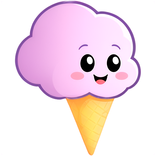 Cute little brain eating ice cream. Colorful - icon | sticker