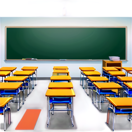 empty classroom, primary school, colorful, simple, icon, - icon | sticker