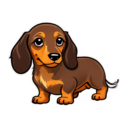 chocolate dachshund with red tan poops - icon | sticker