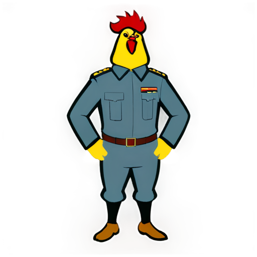 a rooster in a German military uniform - icon | sticker