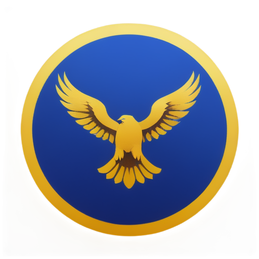 create a logo about eagles nest or alamut iwant a round circle in center and a golden eagle flying - icon | sticker