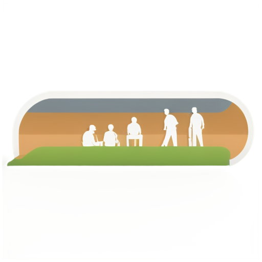 cricket dugout with players and coaches - icon | sticker