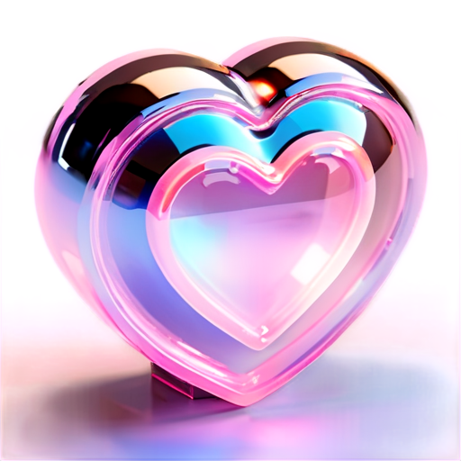 Holographic pink robot heart machine - icon | sticker