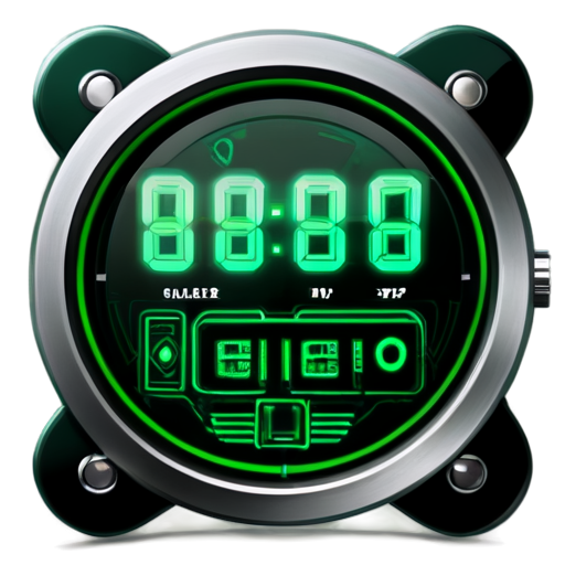 simple dark green cyberpunk neon themed icon for alarm watch - icon | sticker