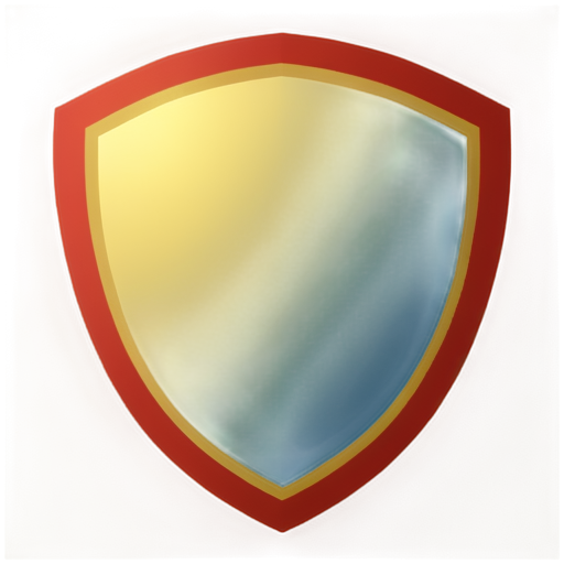 A simple icon with a technological feel: A large hexagonal shield, slightly larger at the top, with a gray border and a red fill in the middle, the outline of the shield has no curves. The shield has a hand cupping a blue square rounded square, the hand cupping looks like the gold edge of a movie medal , and TS is written in the square. - icon | sticker