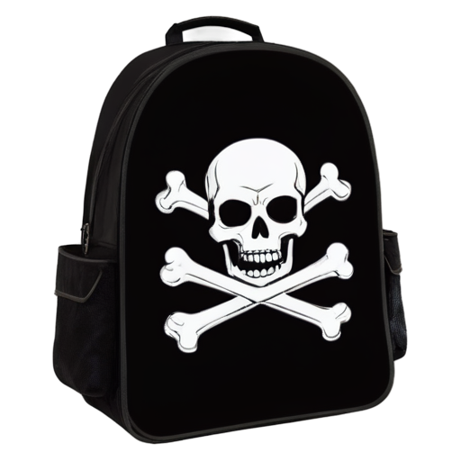 medieval backpack with skull and crossbones overlay - icon | sticker