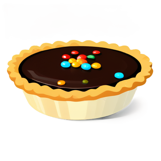 The pie is sprinkled with candies, and a pencil is inserted diagonally on top. - icon | sticker