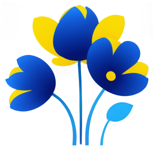 blue-yellow flowers, transparent png style - icon | sticker