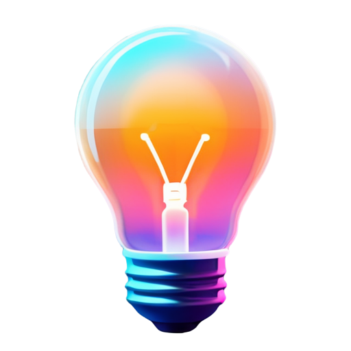 only light bulb neon lines orange color , on a white background, on top of the line imitating glow, vector graphics style - icon | sticker