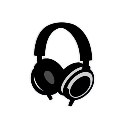 a black and white image of a headphone, ascii art, 256x256, speech bubbles, automotive, corporate phone app icon - icon | sticker