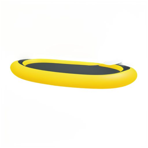 Minimalistic logo with yellow raft and two crossed paddles - icon | sticker