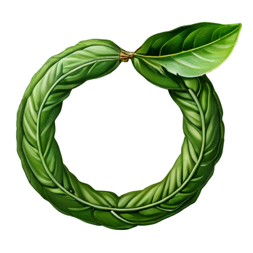 A green Ouroboros wrapped around an olive leaf - icon | sticker