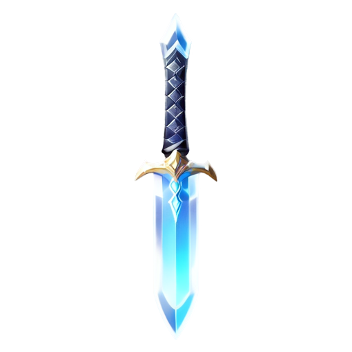 one ice sword, black metal, ancient sword, ice particles - icon | sticker