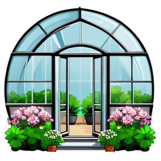 Modern beautiful greenhouse in English style for landscape design - icon | sticker