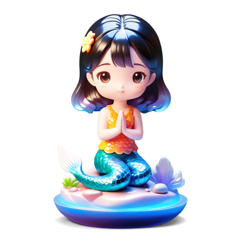 5 years old girl,hands folded,dynamic angle,realistic,mermaid sitting on the reef,seabed,meditation, - icon | sticker