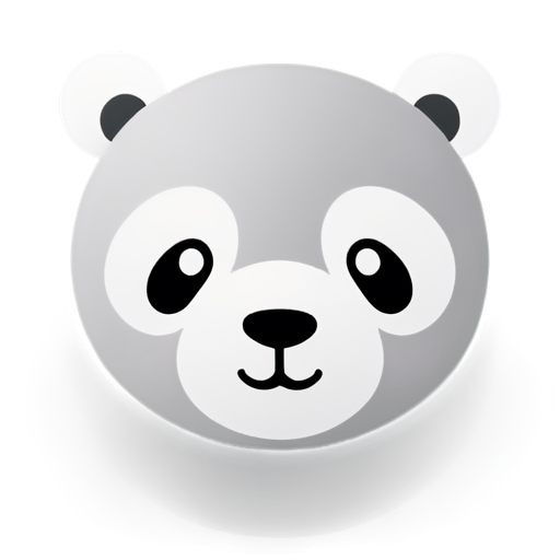 A pandas face, super simplistic, grey and white, modern logo - icon | sticker