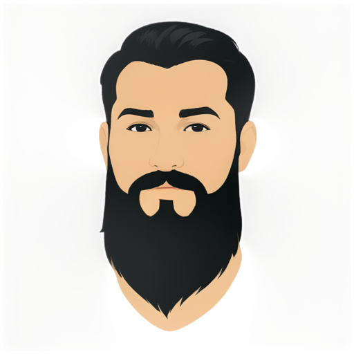 high faded beard black and white - icon | sticker