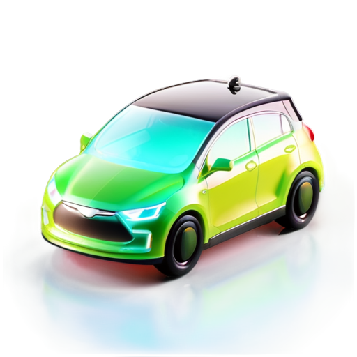 an electro car, black color, name of the brand is - green volt - icon | sticker