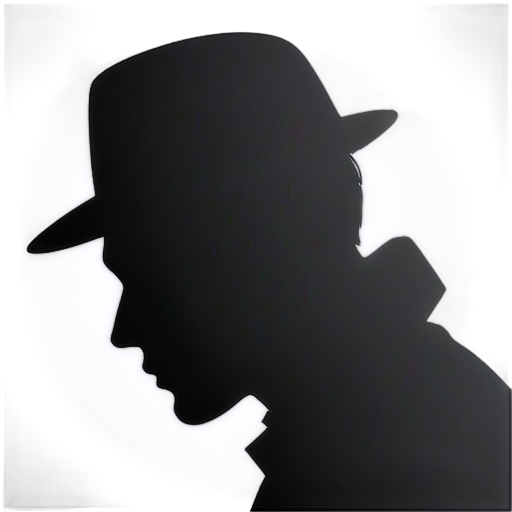 Simple detective silhouette with face replaced by camera lens - icon | sticker