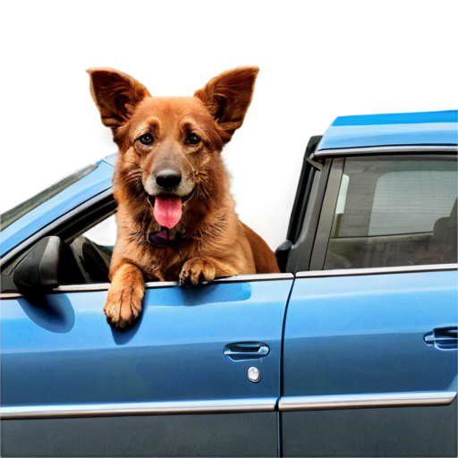 dog in a car with head outside of the car - icon | sticker