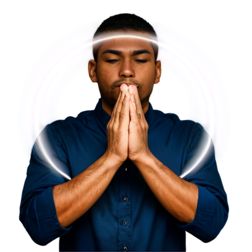 hands praying with light circle around - icon | sticker