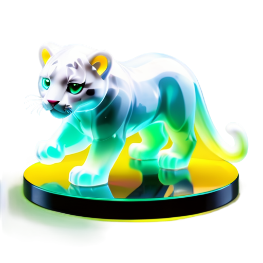 Realistic agressive White Panther, green mountains in background - icon | sticker
