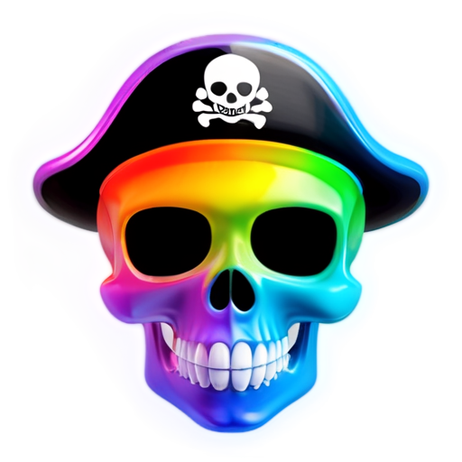 A skull and bones with pirate hat logo for shadow trolling pirates gang in the colors of lgbt rainbow - icon | sticker
