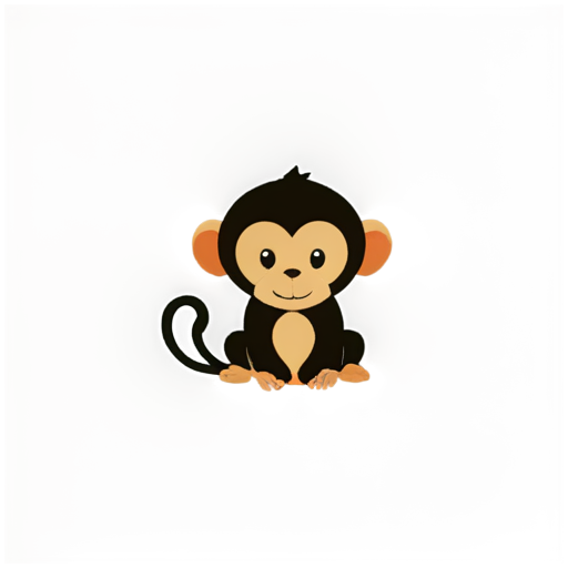 a white picture where is a cute little monkey - icon | sticker