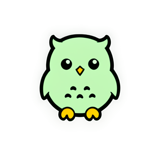 simple, smiling, child, cute, one-line, owl, 5 colors - icon | sticker