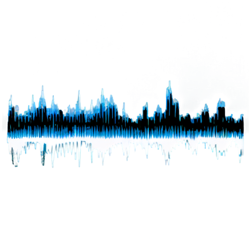 A futuristic representation of a sound wave crumbling into pixels - icon | sticker