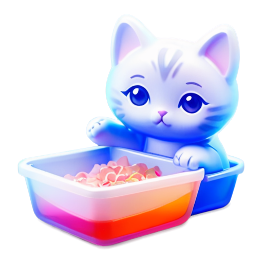 cat litter pak with kitten - icon | sticker