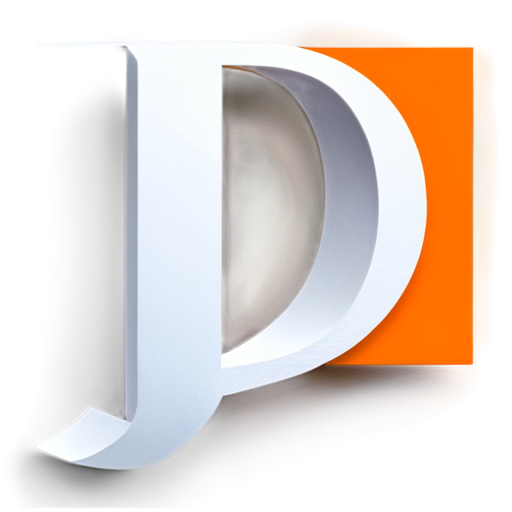 origami white lowercase "d" on orange background - icon | sticker