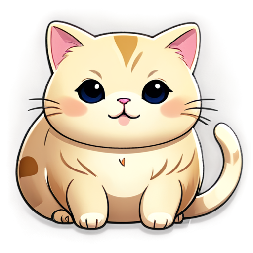 an obese letter "O" With a tiny obese cat leaning on it - icon | sticker